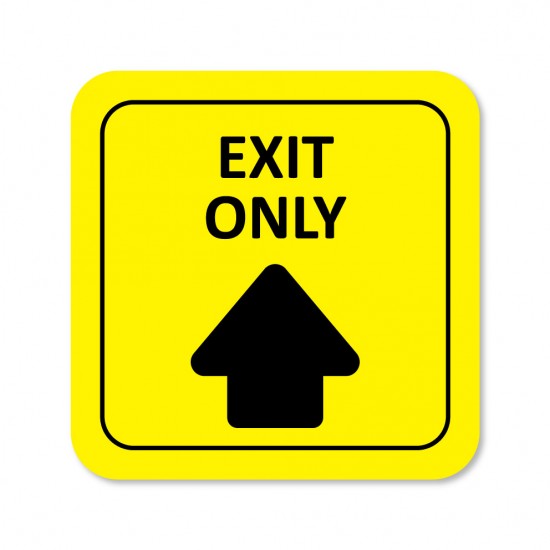 Covid-19 Floor Sticker Exit Only Yellow 26x26cm 3pcs